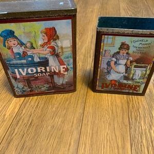 2 vintage tin/metal cans